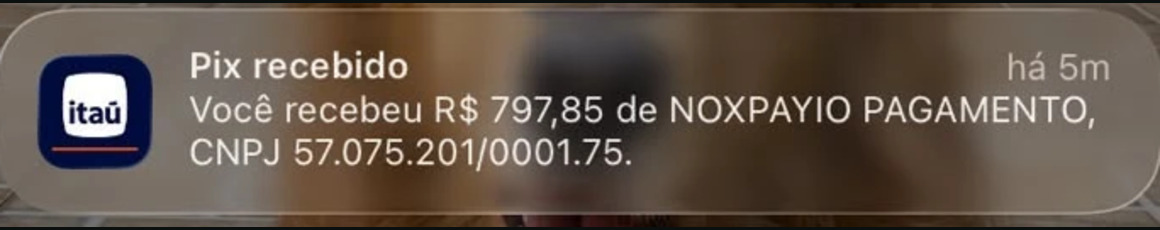 Notificação de transferência recebida de R$ 797,85